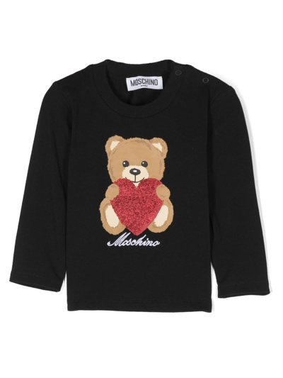 Moschino Babies' Teddy Bear Motif Sweatshirt In Black