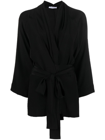 Rodebjer Tennessee Belted Twill Cardigan In Black