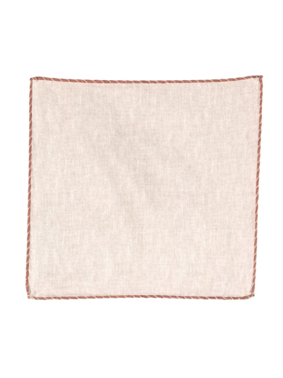 Eleventy Contrasting- Border Cotton-wool Scarf In Brown