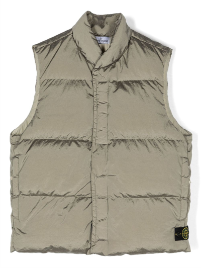 Stone Island Junior Kids' Logo-patch Padded Gilet In Grey