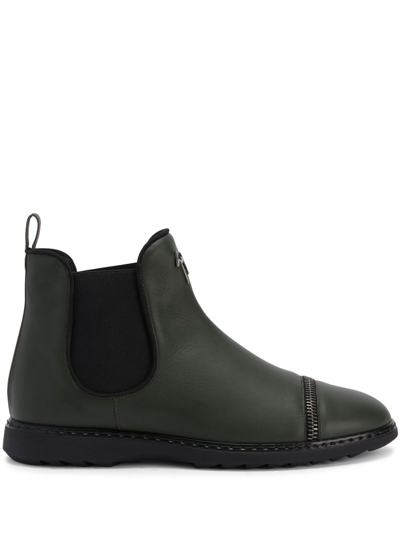 Giuseppe Zanotti Man Ankle Boots Dark Green Size 14 Soft Leather In Multi