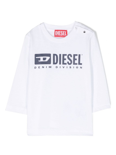 Diesel Babies' Logo-print Cotton T-shirt In White
