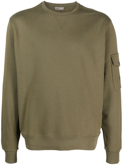 Herno Sleeve Patch-pocket Cotton Sweatshirt In Green