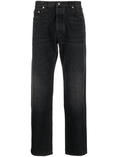 OFF-WHITE ARR TAB LOGO-PATCH TAPERED JEANS
