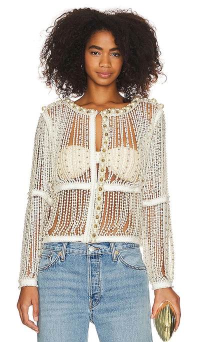 Patbo Pearl Beaded Jacket In White