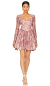 Bardot Carmen Floral Print Corset Long Sleeve Minidress In Dusty Rose