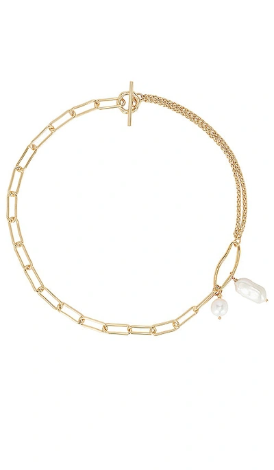 By Adina Eden Pearl And Chain Toggle Necklace In Gold