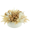 Creative Displays Beige Dried Rose Arrangement In White