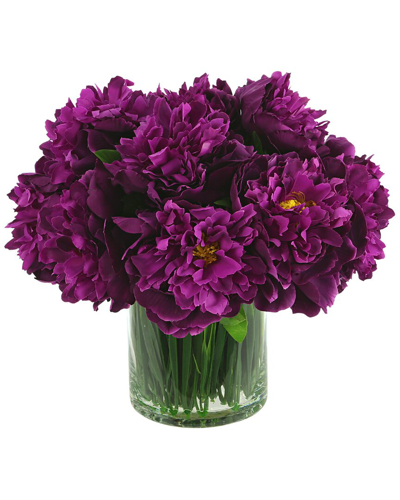 Creative Displays Purple Peonies In Glass Vase With Grass
