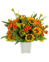 CREATIVE DISPLAYS CREATIVE DISPLAYS YELLOW SUNFLOWER AND RANUNCULUS ARRANGEMENT IN CERAMIC VASE