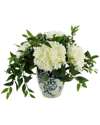 Creative Displays White Hydrangea And Ruscus Arrangement In A Ceramic Vase In White