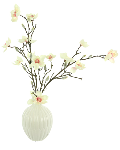 Creative Displays Pink Butterfly Magnolia Arrangement In A Ceramic Vase In White