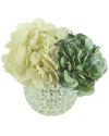 Creative Displays Cream And Teal Hydrangea Floral Arrangement In White