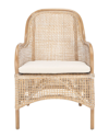 Safavieh Couture Charlie Rattan Accent Chair W/ Cushion In Grey