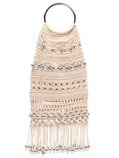 Rabanne Beaded Crochet-knit Tote Bag In Neutrals