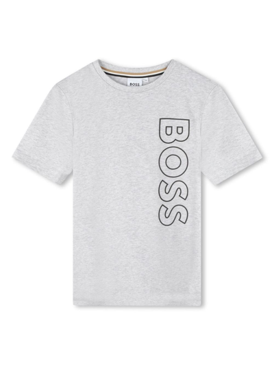 Bosswear Kids' Logo-print Cotton T-shirt In Grau