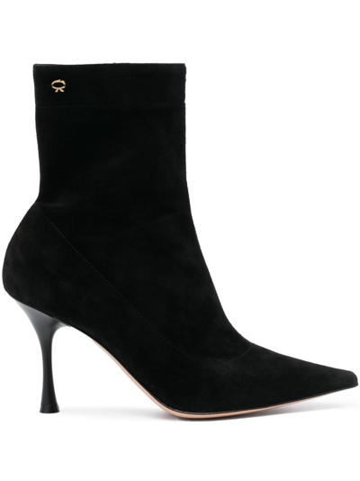 Gianvito Rossi Dunn 85mm Suede Boots In Schwarz