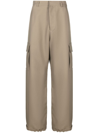 Off-white Ow Emb Drill Wide-leg Cargo Trousers In Khaki
