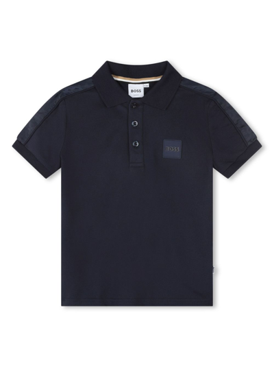 Bosswear Kids' Logo-patch Short-sleeve Polo Shirt In Blau
