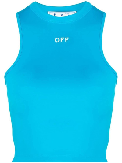 Off-white Rowing Cropped-top Mit Logo-print In Blue