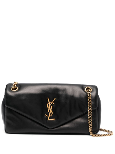 Saint Laurent Calypso Logo-plaque Shoulder Bag In Schwarz