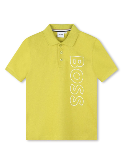 Bosswear Kids' Logo-print Cotton Polo Shirt In Gelb
