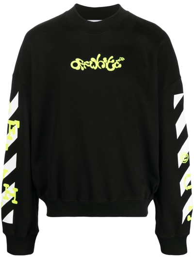 Off-white Opposite Arrows Hooded Cotton Sweatshirt In Black