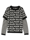 Balmain Logo-print Layered Jumper In Schwarz
