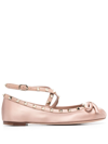 Valentino Garavani Rockstud Leather Ballet Flats In Pink