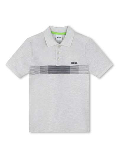 Bosswear Kids' Logo-print Short-sleeve Polo Shirt In Grau