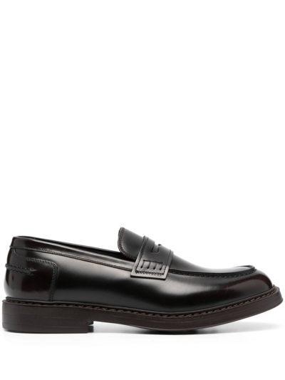 Doucal's Penny-slot Leather Loafers In Black