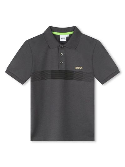 Bosswear Kids' Logo-print Short-sleeve Polo Shirt In Grau