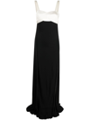 Victoria Beckham Cutout Two-tone Satin And Crepe Maxi Dress In Black