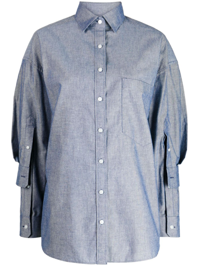 Kolor Panelled Cotton Shirt In Blue