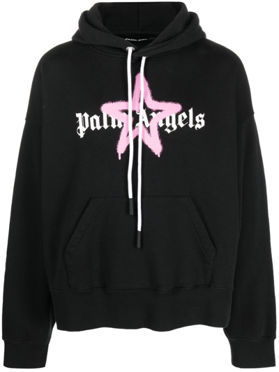 Palm Angels Star Sprayed-print Sweatshirt In 1030 Black Pink