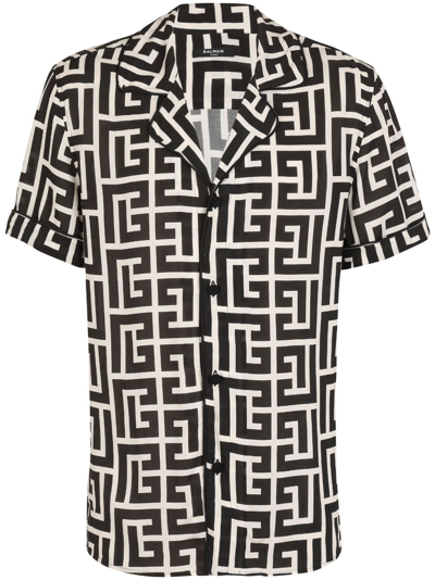 Balmain Hemd Mit Monogramm-print In Black