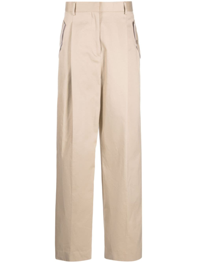 Lanvin Flared Chino Pants In Beige