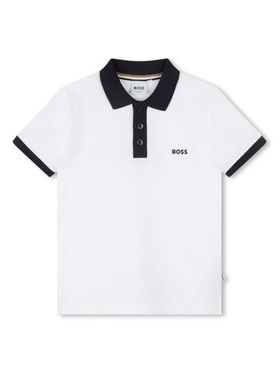 Bosswear Logo-print Cotton Polo Shirt In Weiss