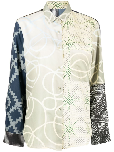 Jnby Panelled Graphic-print Shirt In Mehrfarbig