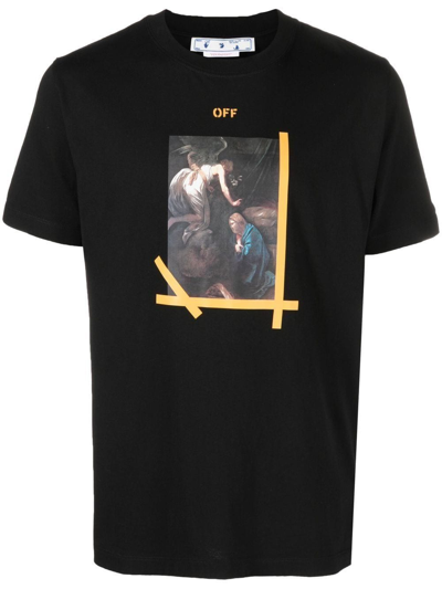 Off-white T-shirt Mit Arrows Caravaggio-print In Black