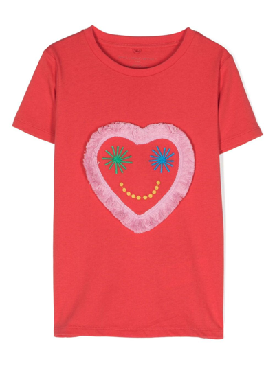 Stella Mccartney Heart-motif Cotton T-shirt In Rot