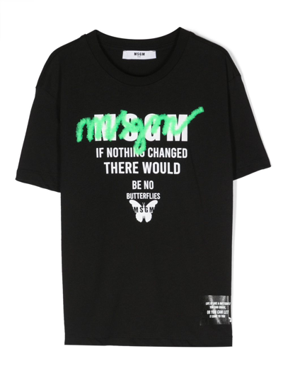 Msgm Logo-print Cotton T-shirt In Schwarz