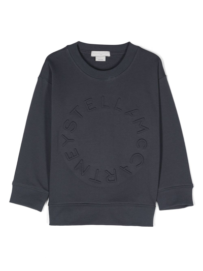 Stella Mccartney Logo-embossed Cotton Sweatshirt In Blau