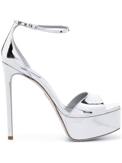 René Caovilla 135mm Platform Sandals In Silber