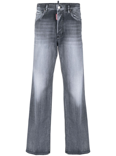 Dsquared2 High-rise Straight-leg Jeans In Schwarz