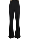Elisabetta Franchi Logo-plaque Flared Trousers In Schwarz