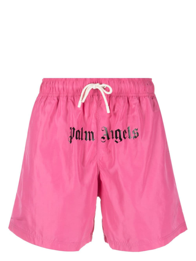 Palm Angels Logo-print Swim Shorts In Rosa