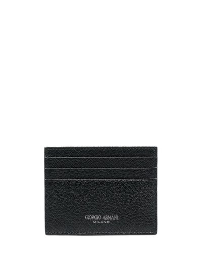 Giorgio Armani Grained-textured Leather Card Holder In Schwarz