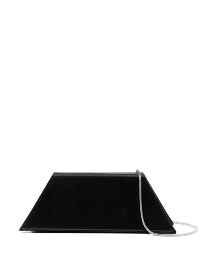 Amina Muaddi Superamini Yigit Black Leather Clutch