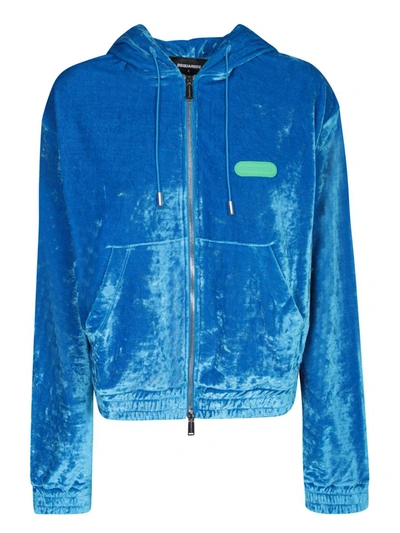 Dsquared2 Zip-up Chenille Cool Fit Hoodie In Blue